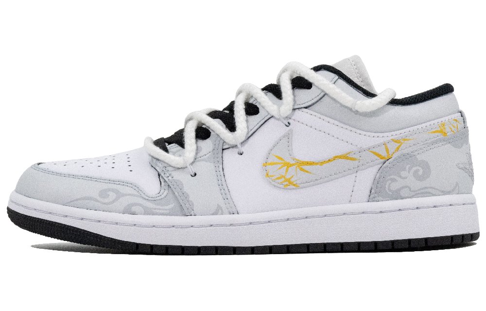 Jordan Air Jordan 1 Golden Bamboo Fragrance Abrasion Resistant Low Top Vintage Basketball Shoes Men's Gray Gold