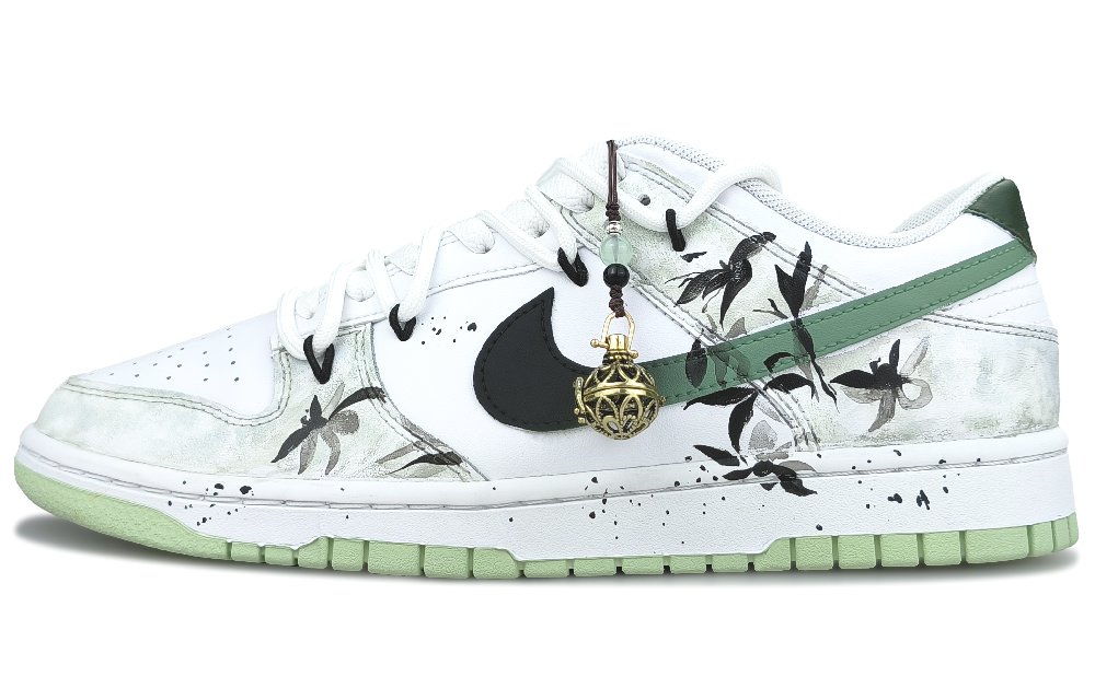 Nike Dunk 'Honeydew' Ink Brush Flower Wear-Resistant Low-Top Skateboard Shoes Men's Light White Green