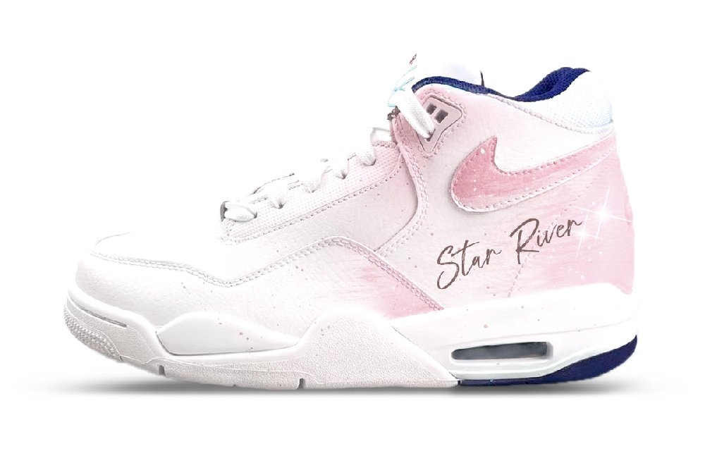 Nike Flight Legacy Wear-Resistant Mid-Top Vintage Basketball Shoes Men's Pink White
