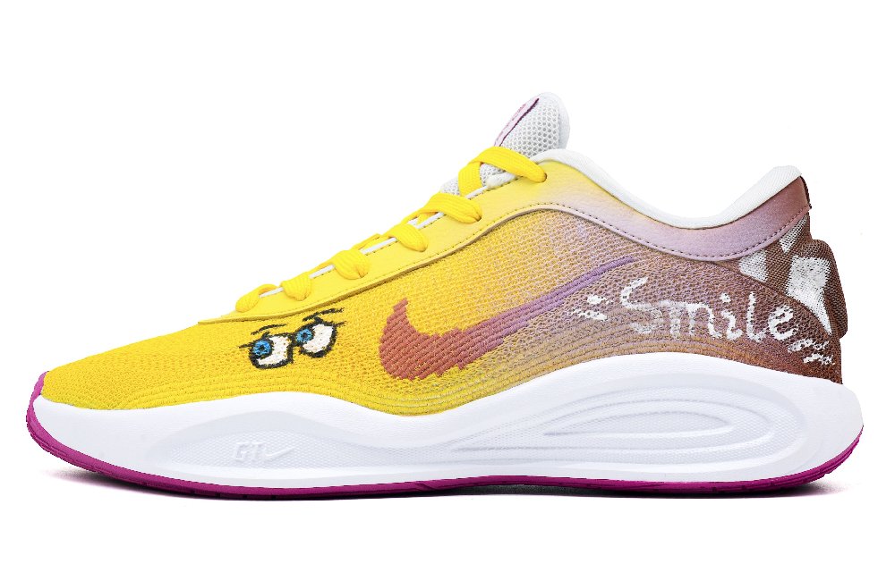 Nike GT Hustle Academy Basketball Shoes Men's Low top Yellow Pink Mismatched