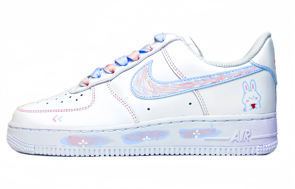 Nike Air Force 1 Low-Top Skateboard Shoes Women's Pink Blue White
