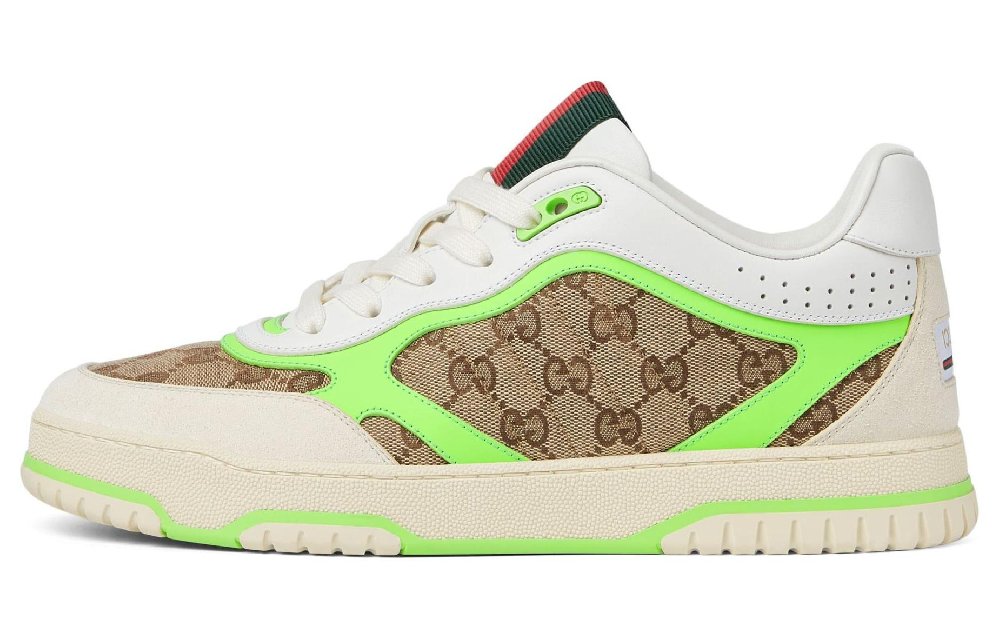 GUCCI Re Web Sneaker 'GG Canvas   Beige Fluorescent Green'