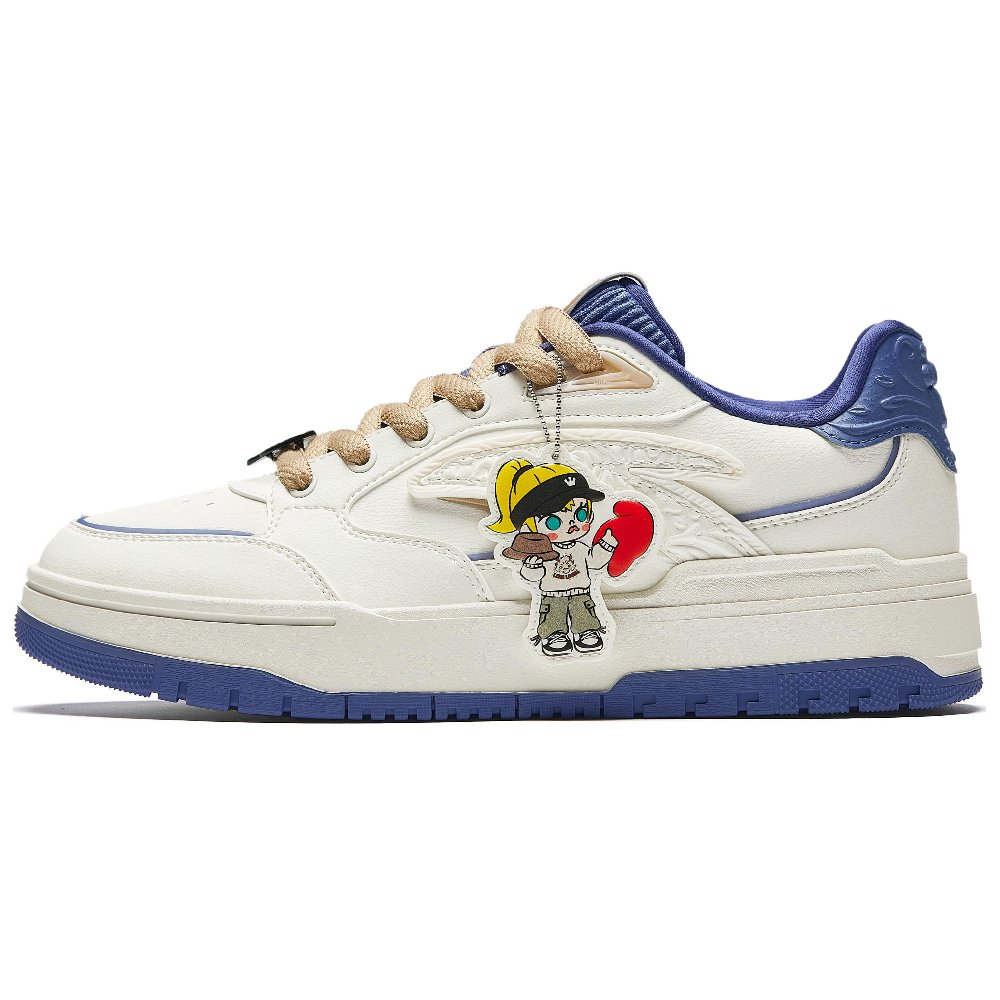 POP MART x Anta Molly Anti-Slip Wear-Resistant Low-Top Skateboard Shoes Men's White Blue