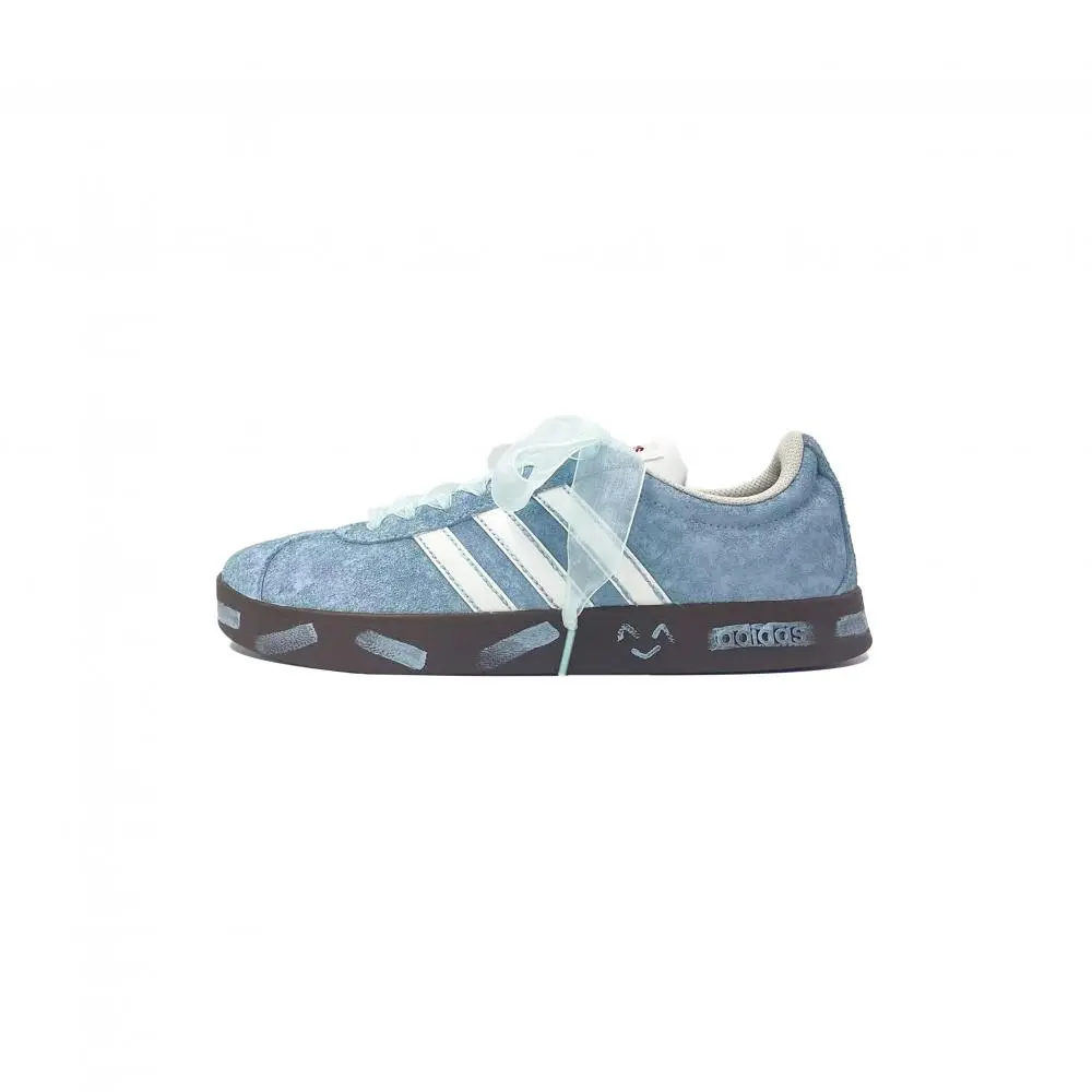 Adidas VL COURT 2.0 Fresh Blueberry, Leisure Style Lightweight Low top Skateboard Shoes Unisex Blue White