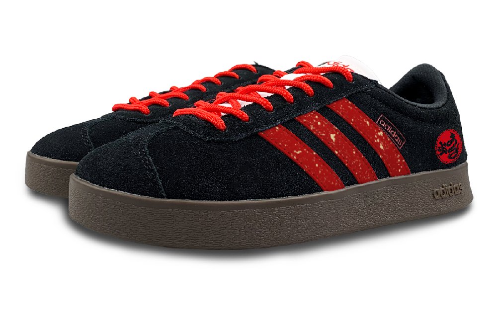 Adidas Neo VL Court 2.0 Anti Slip Wear Resistant Low Top Skateboard Shoes Unisex Black Red