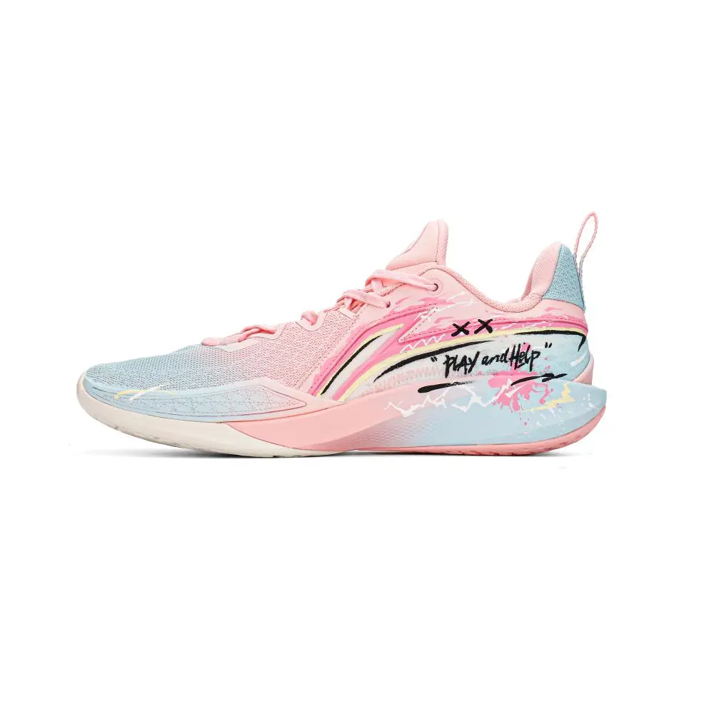 LiNing Speed Ling 2 Shock Absorbers Slip Resistant Abrasion Resistant Low top Basketball Shoes Men's Pink