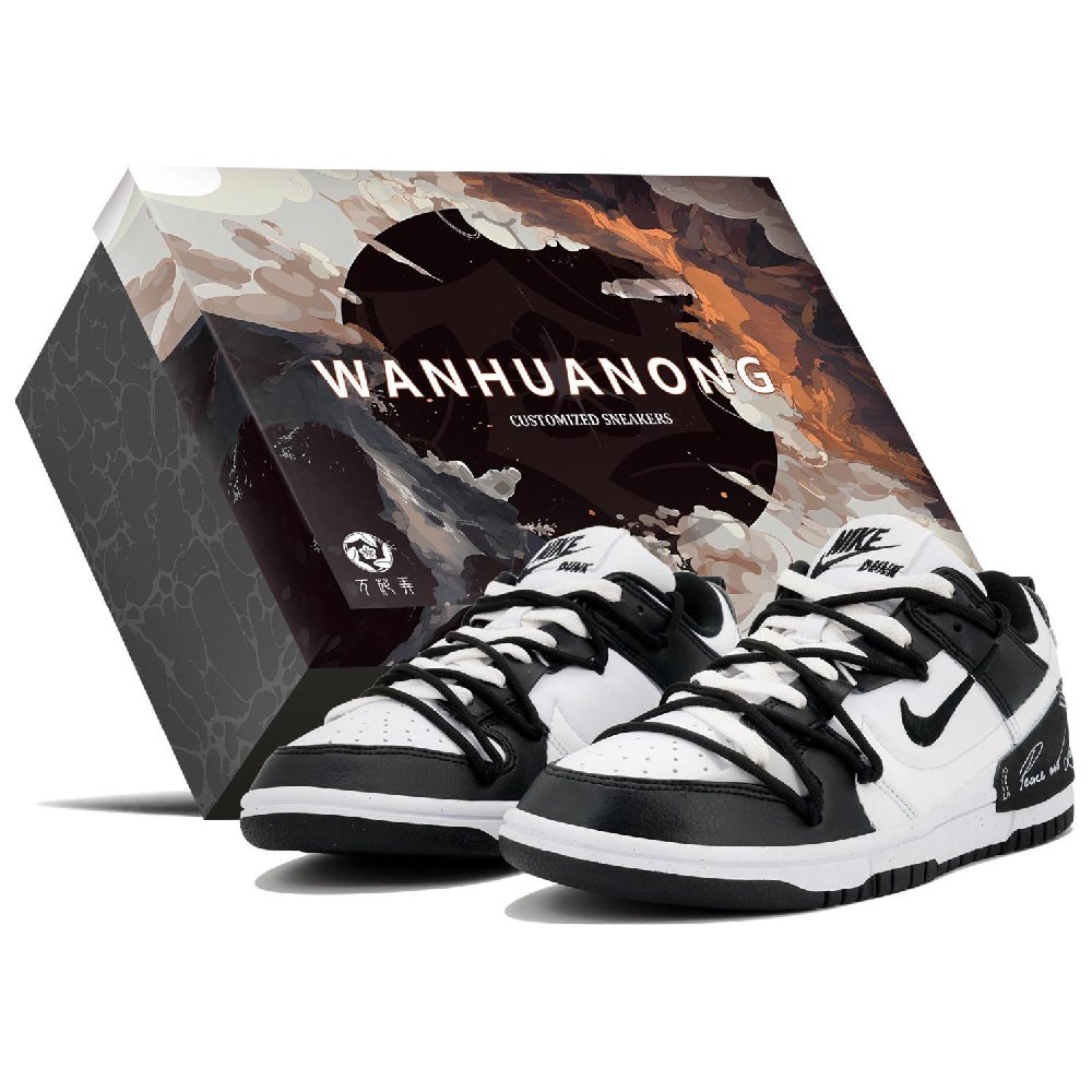 Nike Dunk Disrupt 2 'Panda' LTDZ Peace And Love-White Low-Top Skateboard Shoes Women's Black White