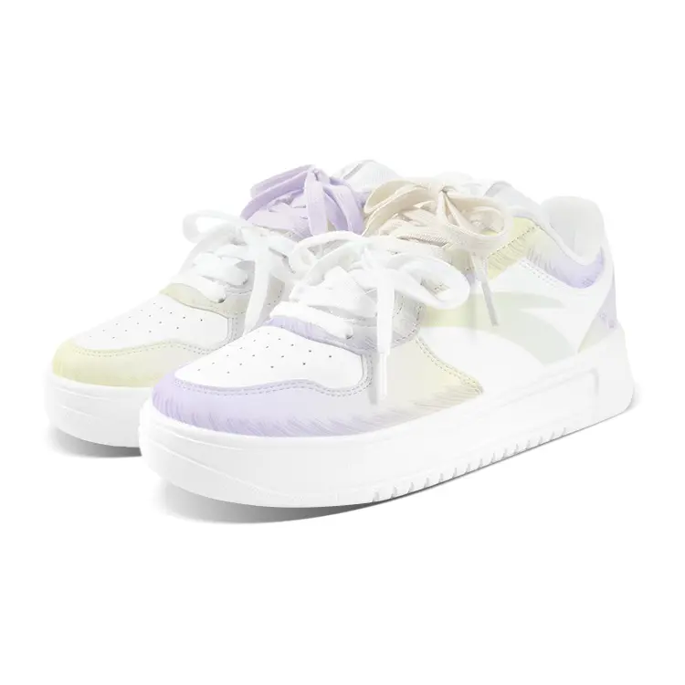 Anta Relaxed Slip Resistant Abrasion Resistant Low top Skateboard Shoes Unisex Yellow Purple