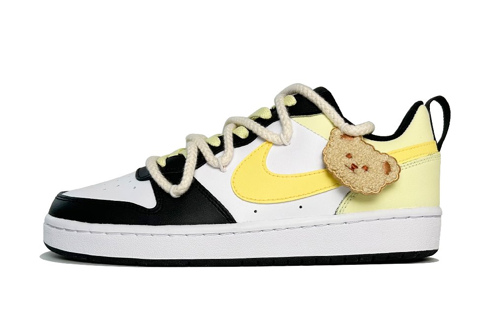 Nike Court Borough Slowpoke Bear Abrasion Resistant Slip Resistant Low Top Skateboard Shoes Women's Yellow White
