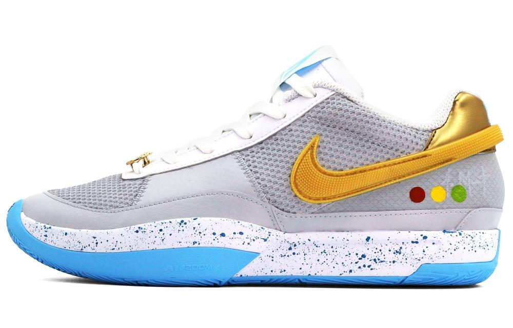 Nike Ja 1 Anti-Slip Wear-Resistant Low-Top Basketball Shoes Unisex Gray Blue White Gold