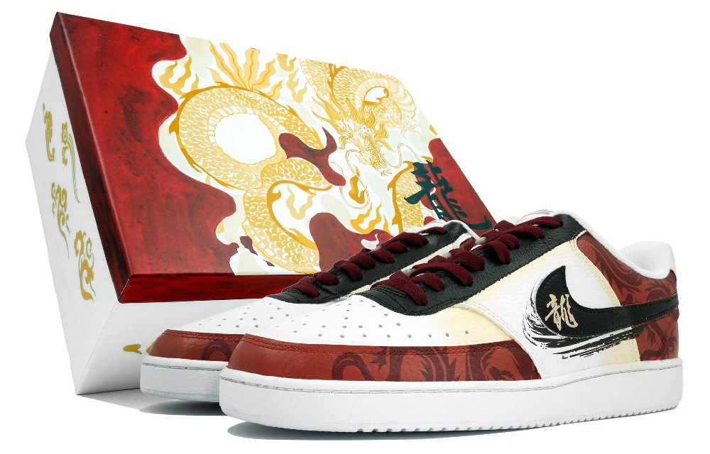 Nike Court Vision Skateboard Shoes Men Low-Top Red/Black