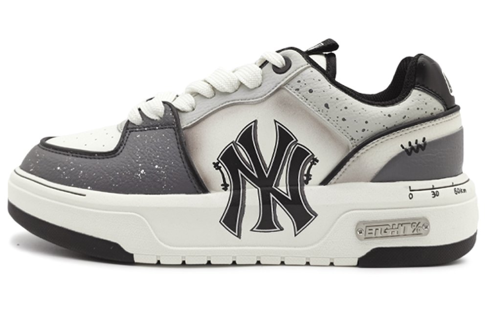 MLB Chunky Liner Abrasion Resistant Height Increasing Low Top Skateboard Shoes Unisex Gray White