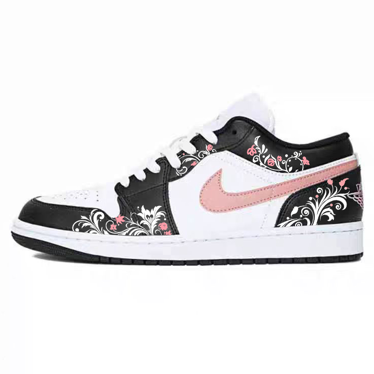 Jordan Air Jordan 1 Anti Slip Wear Resistant Low Top Vintage Basketball Shoes Unisex Red Black