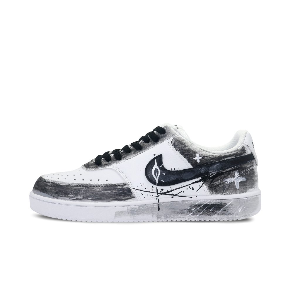 Nike Court Vision 1 Low Top Skateboard Shoes Men's Black White