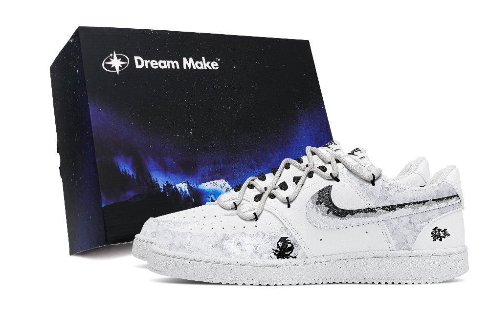 Nike Court Vision 1 Slip Resistant Low Top Skateboard Shoes Men's White
