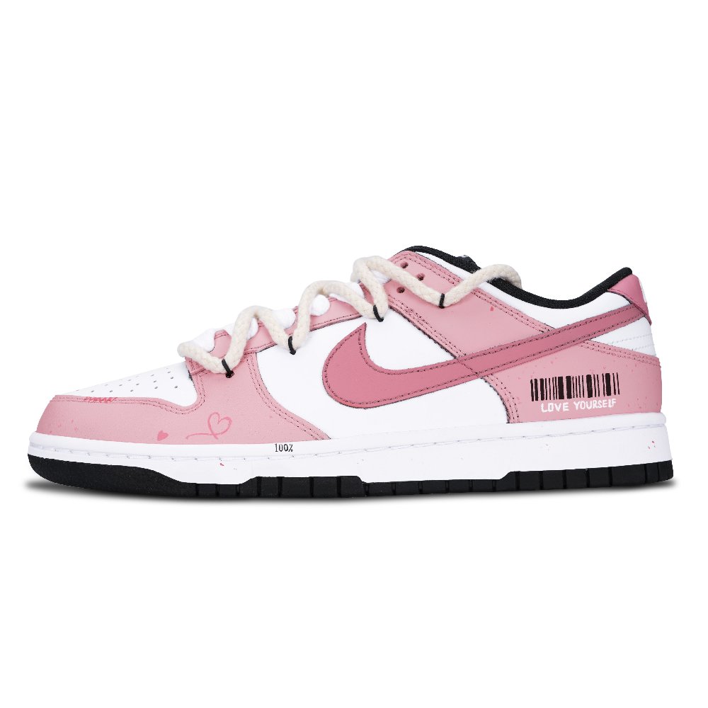 Nike Dunk Love Barcode Anti Slip Wear Resistant Low Top Skateboard Shoes Unisex Pink