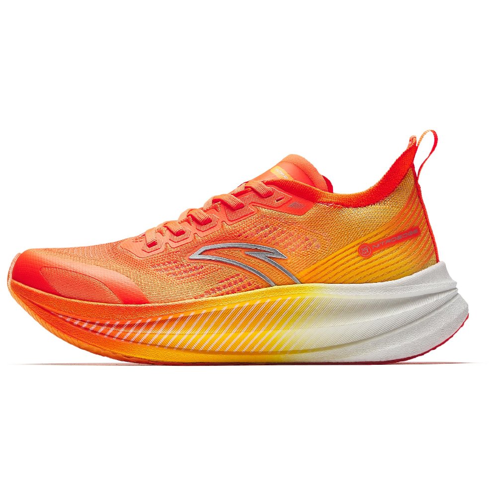 Anta Cushioned Wear Resistant Breathable Low Top Full Length Carbon Plate Running Shoes Women's Yellow Orange