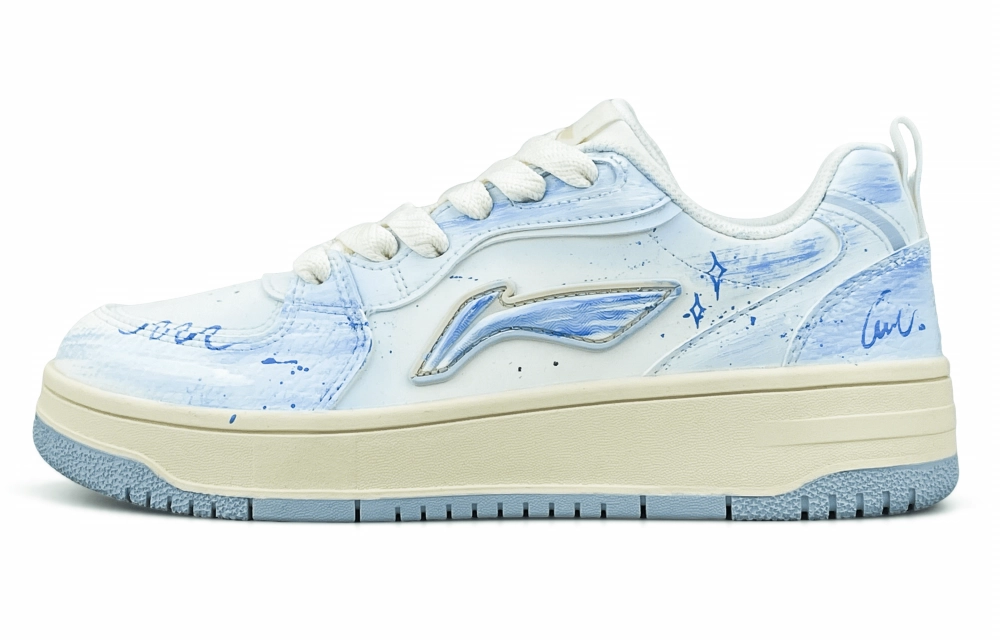 LiNing Tianji Soft Slip Resistant Abrasion Resistant Low top Skateboard Shoes Women's Light Blue