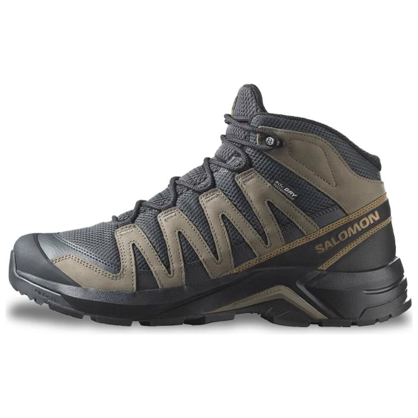 SALOMON X Adventure Slip Resistant, Abrasion Resistant, Waterproof Mid Top Hiking Shoes Men's Gray