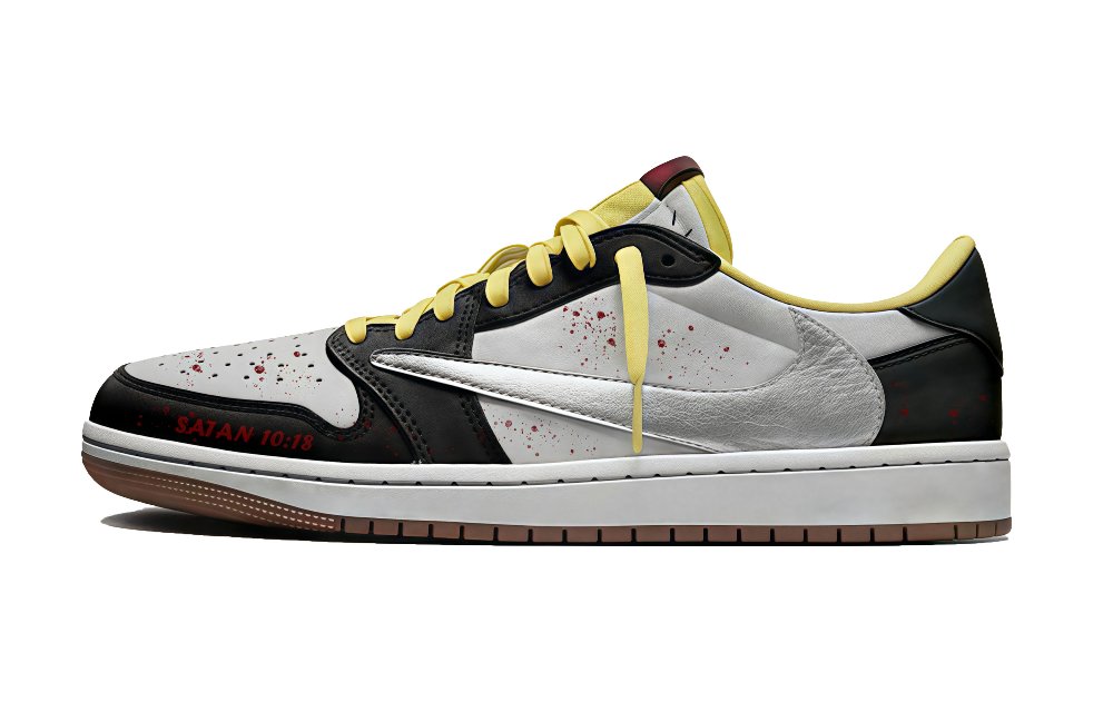 Travis Scott x Jordan Air Jordan 1 Low Top Vintage Basketball Shoes Unisex Black Silver