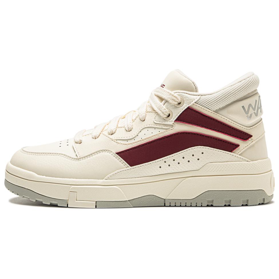 LiNing Only Us MID FLEECE Warm Slip-Resistant Mid-Top Skateboard Shoes Men's Beige Red