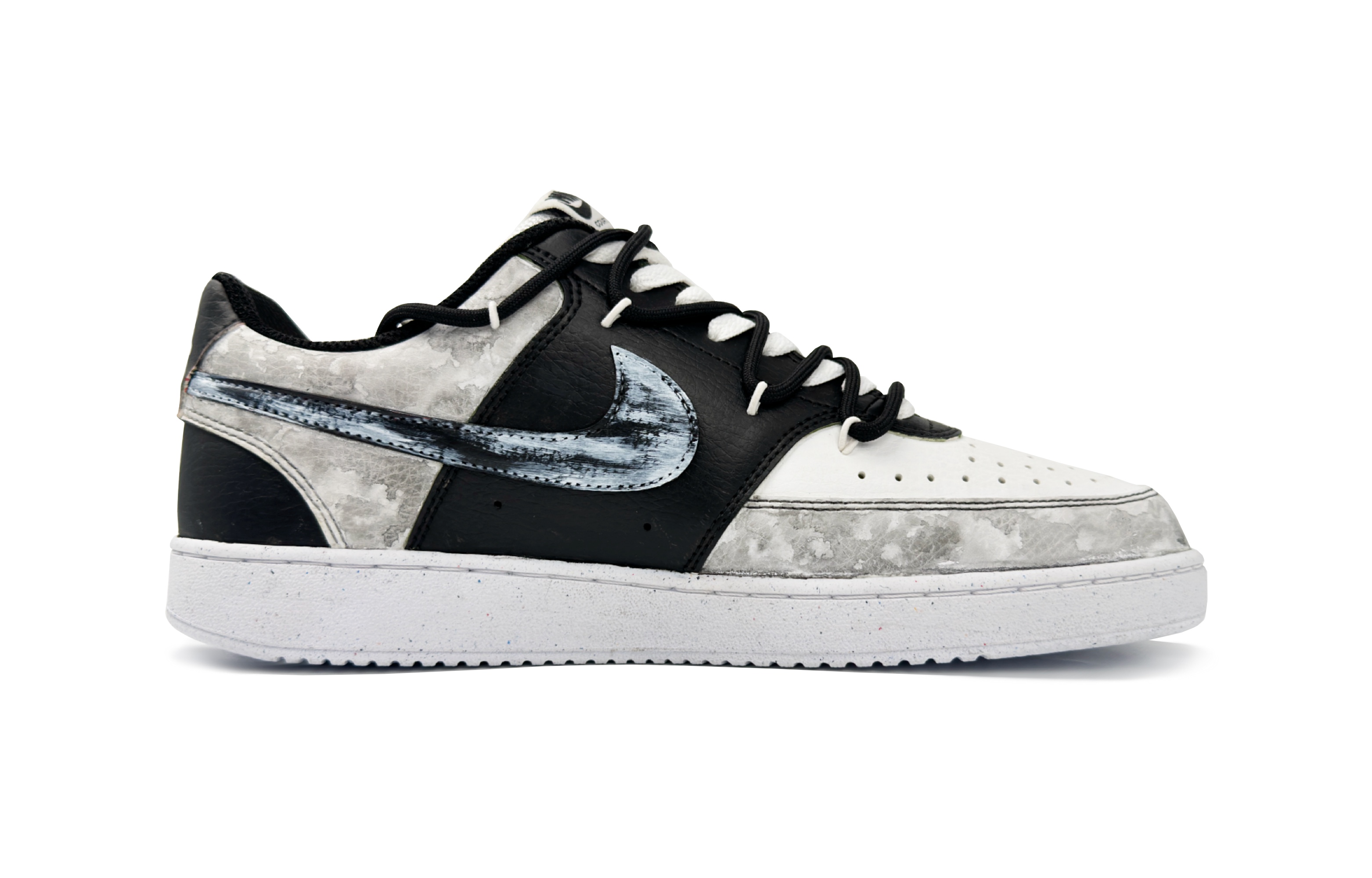 Nike Court Vision 1 Anti-Slip Wear-Resistant Low-Top Skateboard Shoes Men's Black White купить в интернет-магазине Yoocart с быстрой доставкой по России.