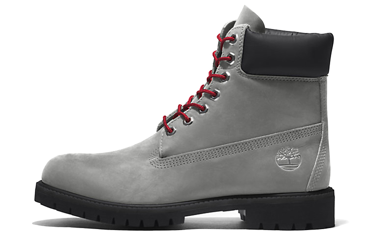 Timberland Premium 6 Inch Boots 'Grey Nubuck With Red'