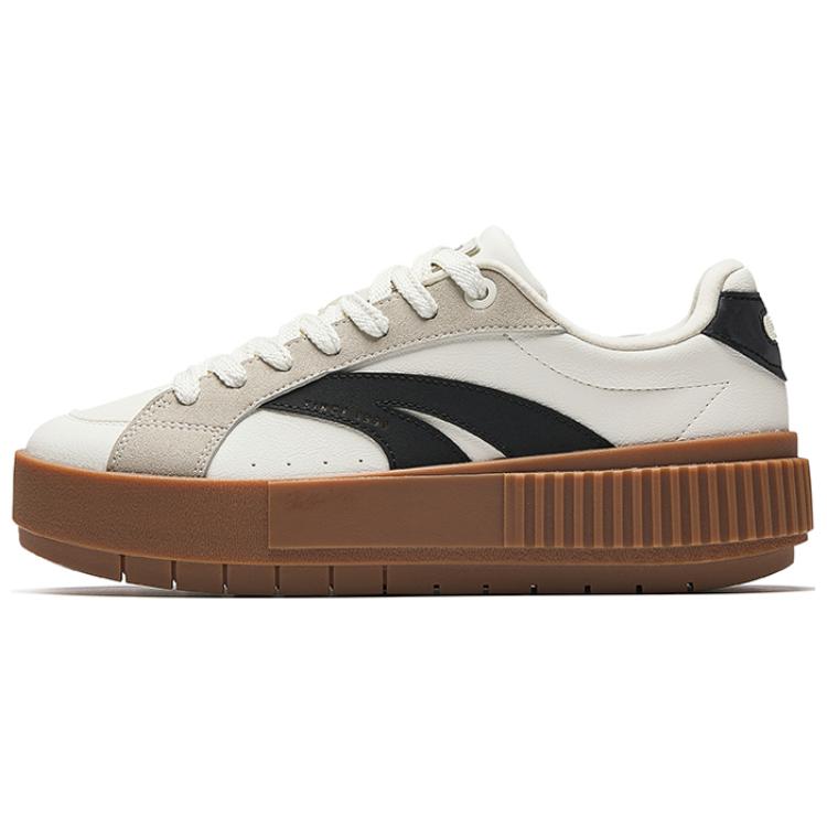 Anta Coverage Slip Resistant And Abrasion Resistant Low Top Skateboard Shoes Women's White Beige Black