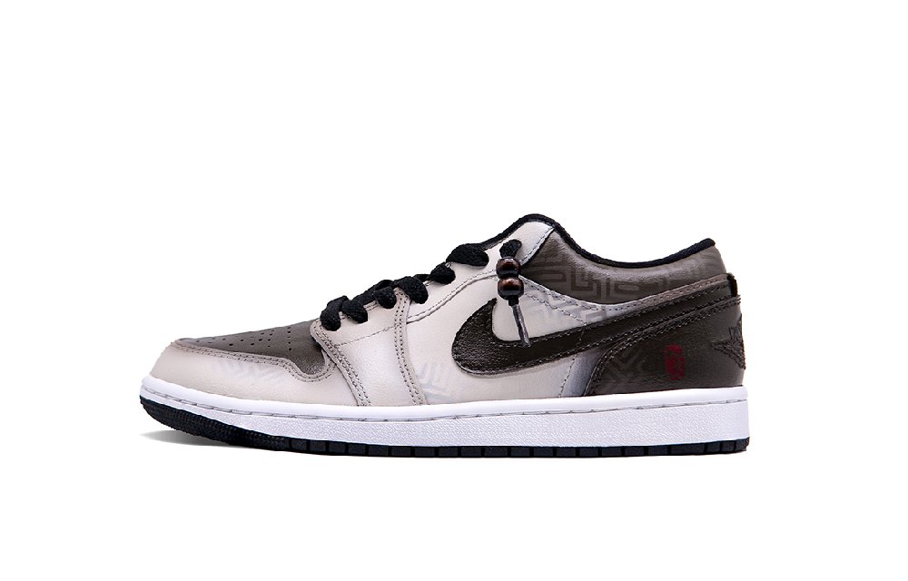 Jordan Air Jordan 1 Stellar Wander, Ink Trail Zen Walk Abrasion Resistant Low Top Basketball Shoes Unisex Light Gray