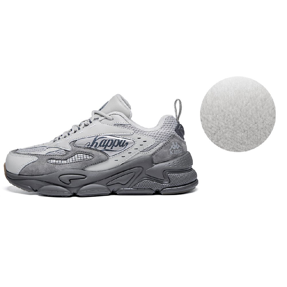 Kappa Warm And Wear-Resistant Low-Top Casual Running Shoes Unisex Moon Gray