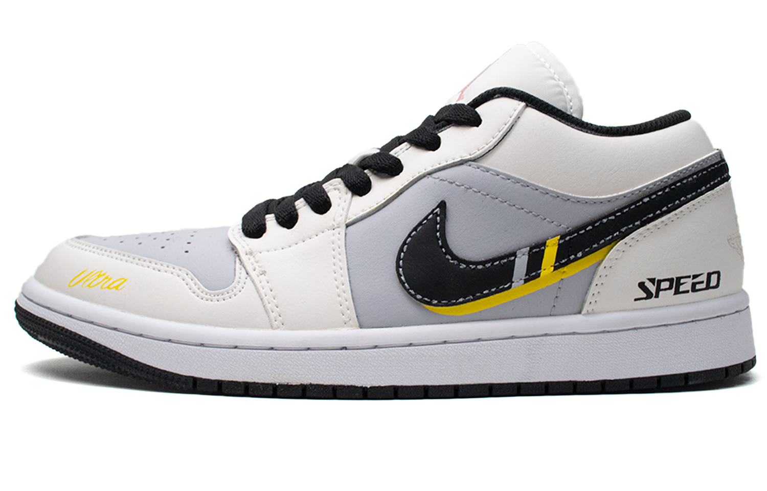 Jordan Air Jordan 1 Atala Low top Vintage Basketball Shoes Unisex Black White Yellow