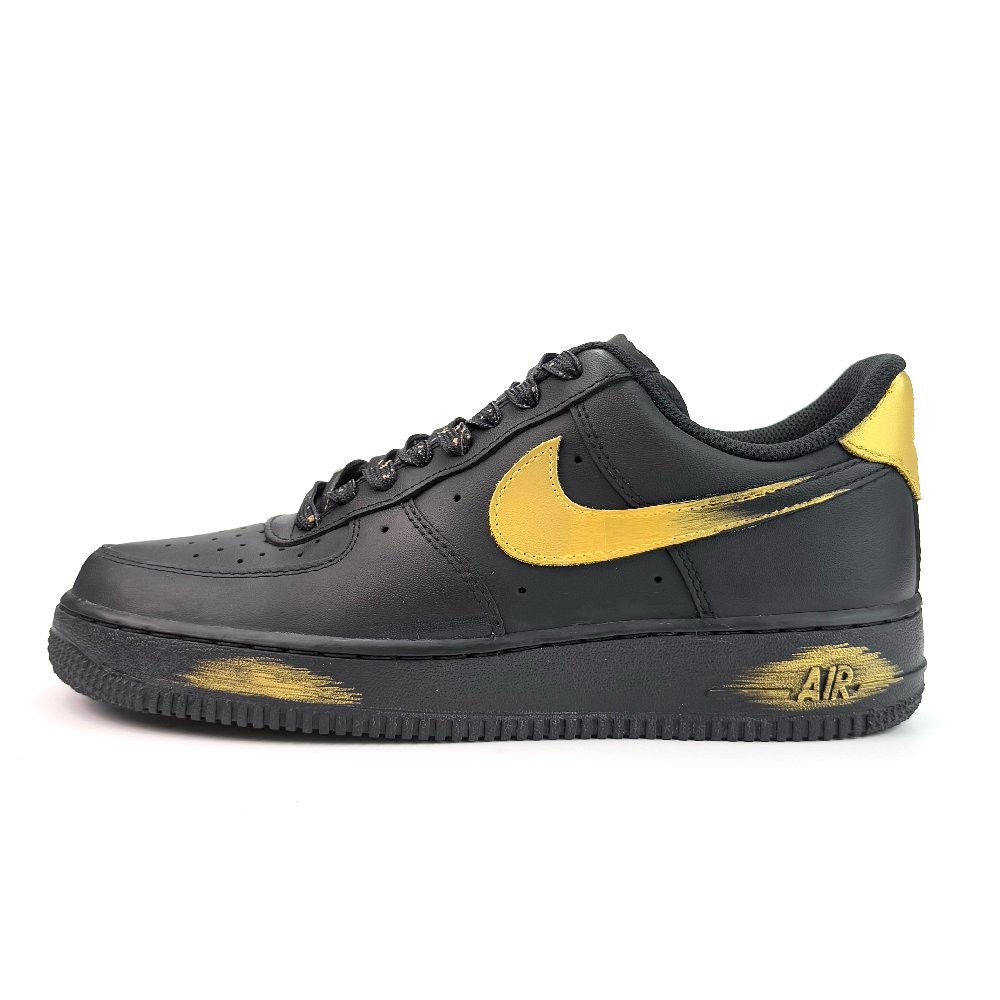 Nike Air Force 1 Black Shining Star Abrasion Resistant Low top Skateboard Shoes Unisex Black