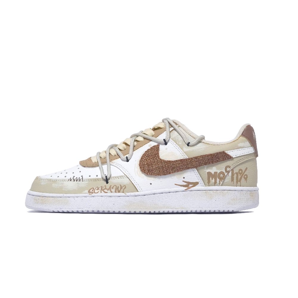 Nike Court Vision 1 Mocha Cushioning, Impact Resistant, Breathable Low Top Skateboard Shoes Men's Khaki