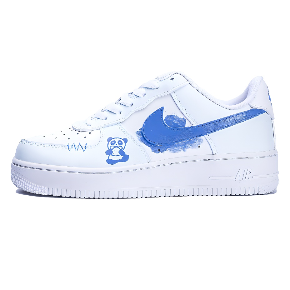 Nike Air Force 1 Blue Panda Anti Slip Wear Resistant Low Top Skateboard Shoes Unisex Blue