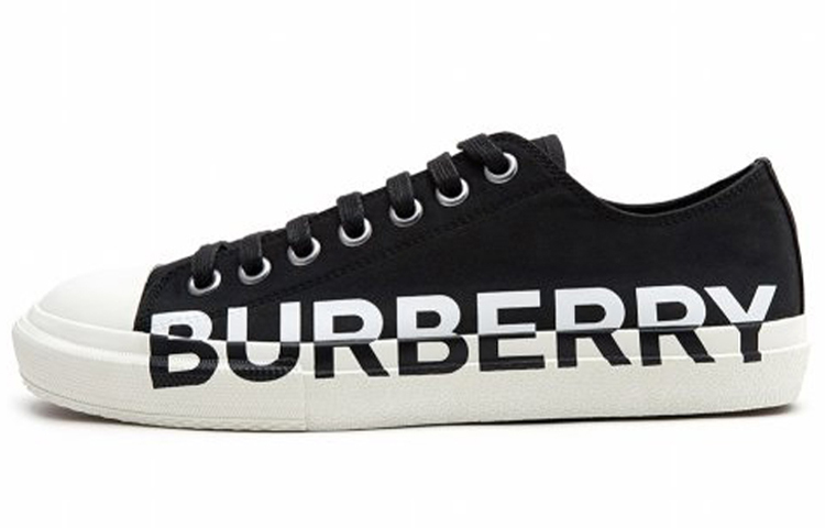 Burberry Logo Print Two Toned Sneakers 'Black Cotton White Sole'