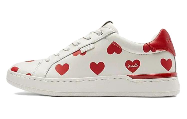 COACH Wear-Resistant Low-Top Skateboard Shoes Women's Red White