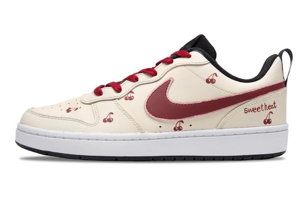 Nike Court Borough Low Sweet Cherry Non-slip Lightweight Low-Top Skateboard Shoes GS Beige White Red