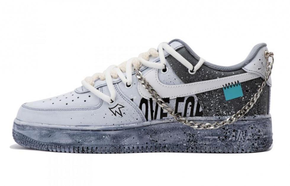 Nike Air Force 1 07 Anti-Slip And Wear-Resistant Lightweight Low-Top Skateboard Shoes Men's Gray Black