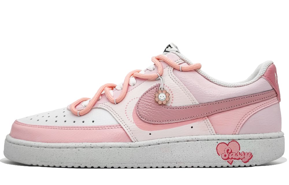 Nike Court Vision 1 Anti Slip Wear Resistant Low Top Skateboard Shoes Women's White Pink