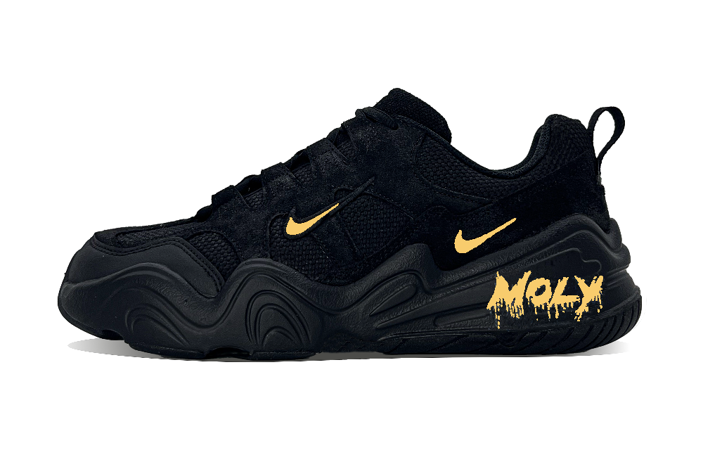 Nike Tech Hera Black Curtain With Yellow Flashing Lights Abrasion Resistant Low Top Casual Shoes Unisex Black Yellow