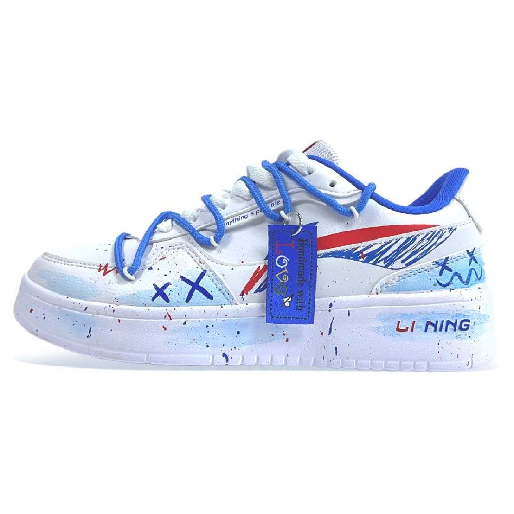 LiNing Duda Coverage Abrasion Resistant Low Top Skateboard Shoes Men's Blue White