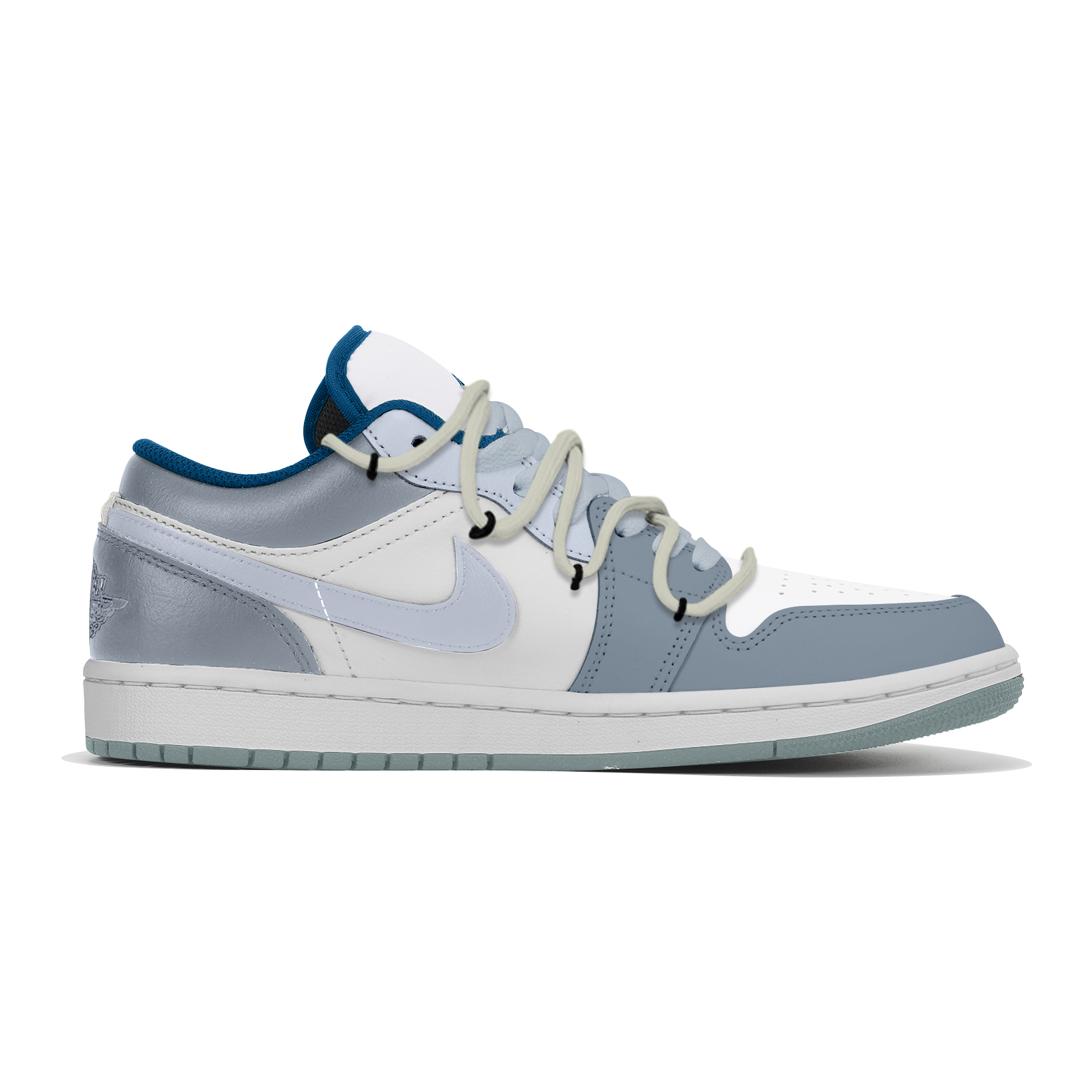 Jordan Air Jordan 1 Slip-Resistant Low-Top Vintage Basketball Shoes Men's Blue White купить в интернет-магазине Yoocart с быстрой доставкой по России.