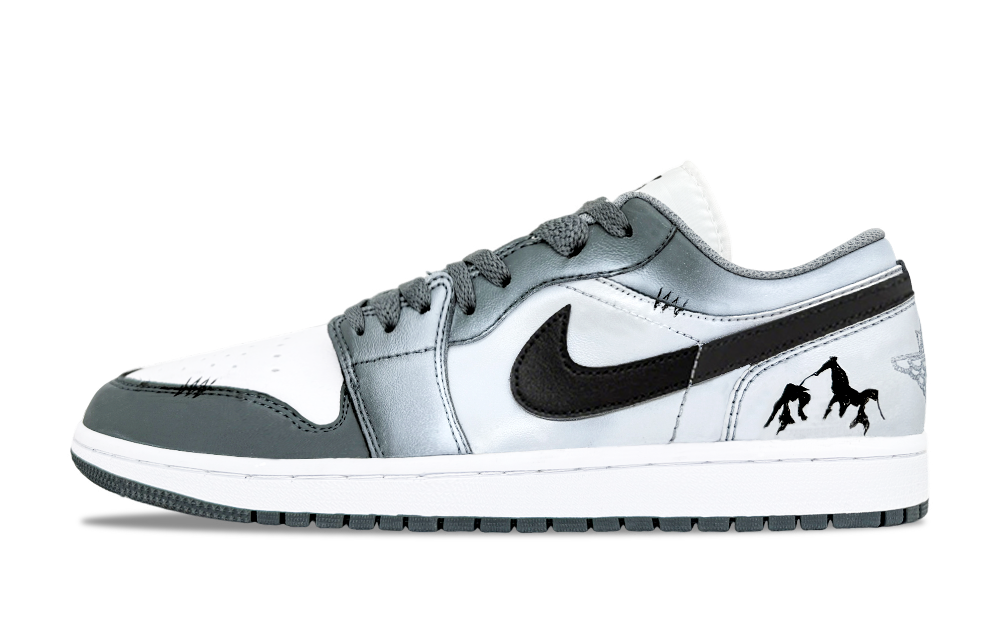 Jordan Air Jordan 1 Abrasion Resistant Low Top Vintage Basketball Shoes Unisex Gray