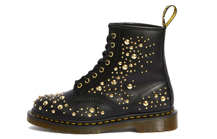 Dr. Martens 1460 Midas Gold Color 8 Martin Boots Couple Style Black