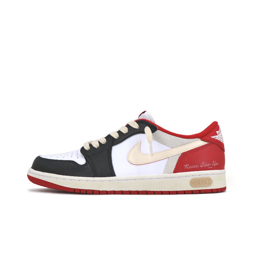 Jordan Air Jordan 1 Low-Top Vintage Basketball Shoes Unisex White Black Red