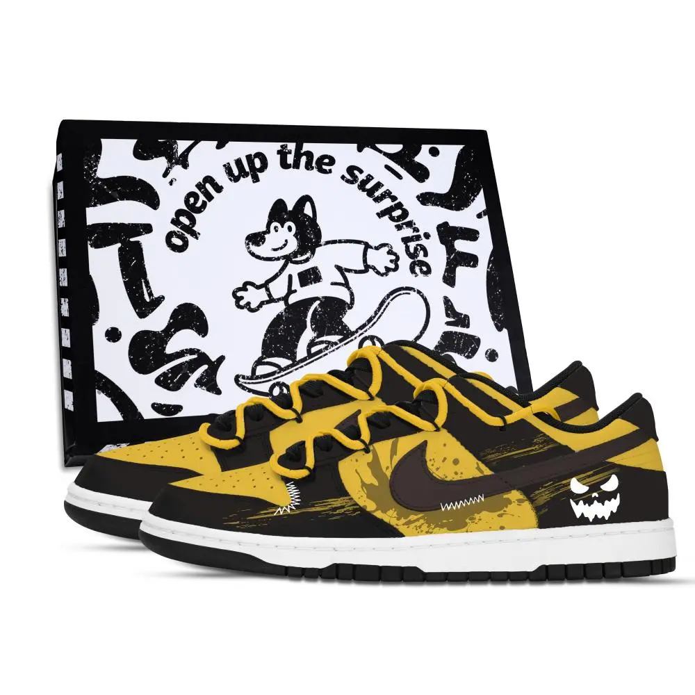Nike Dunk Curved Phantom Slip Resistant Abrasion Resistant Low top Skateboard Shoes Unisex Yellow Brown White
