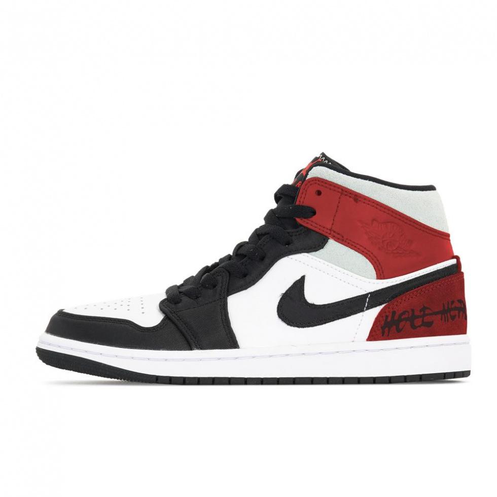Jordan Air Jordan 1 Tri-Experimental Laboratory Slip-Resistant Mid-Top Vintage Basketball Shoes Men Black White Red