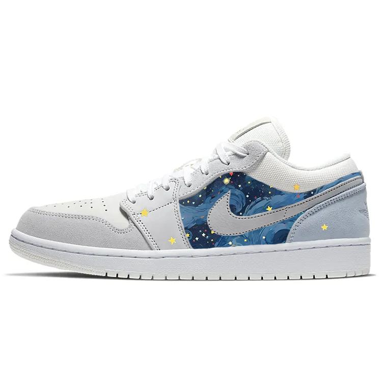JORDAN Air JORDAN 1 Vintage Basketball Shoes Unisex Low-Top Gray White/Blue