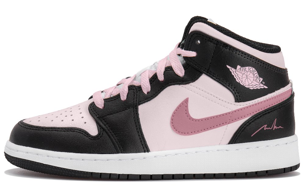 Jordan Air Jordan 1 High Top Vintage Basketball Shoes Women's White Black Pink