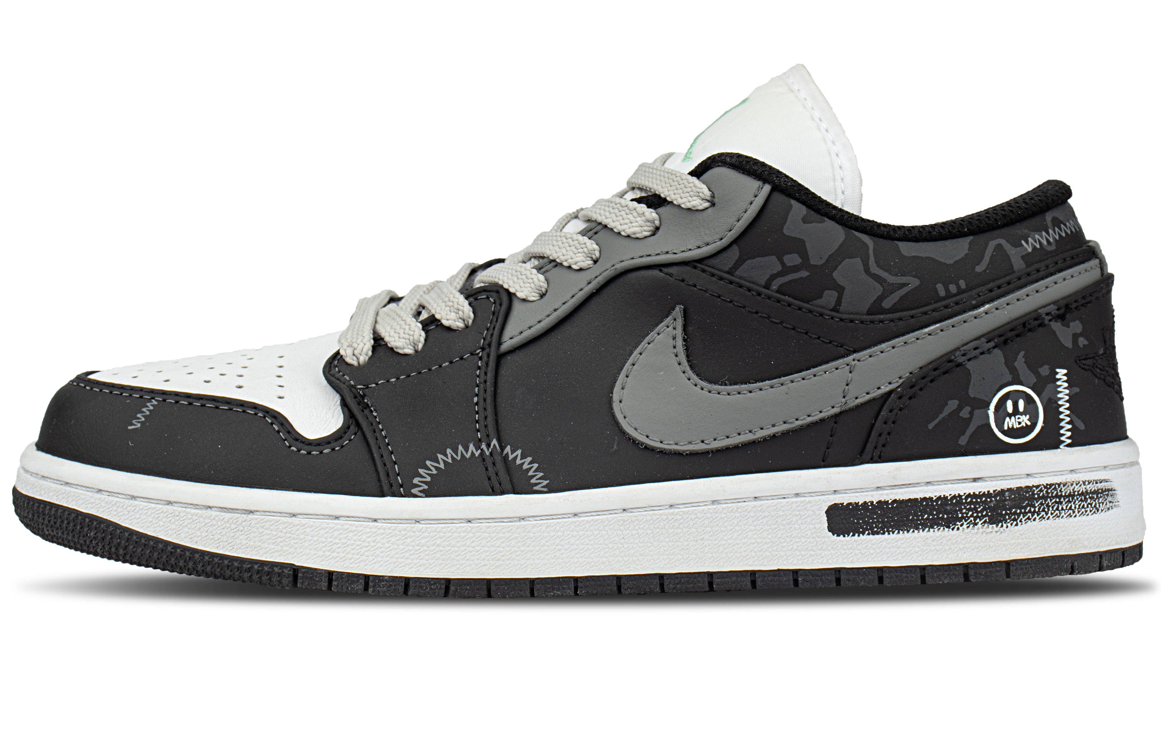 Jordan Air Jordan 1 Cushioning Low top Vintage Basketball Shoes Unisex Black Gray